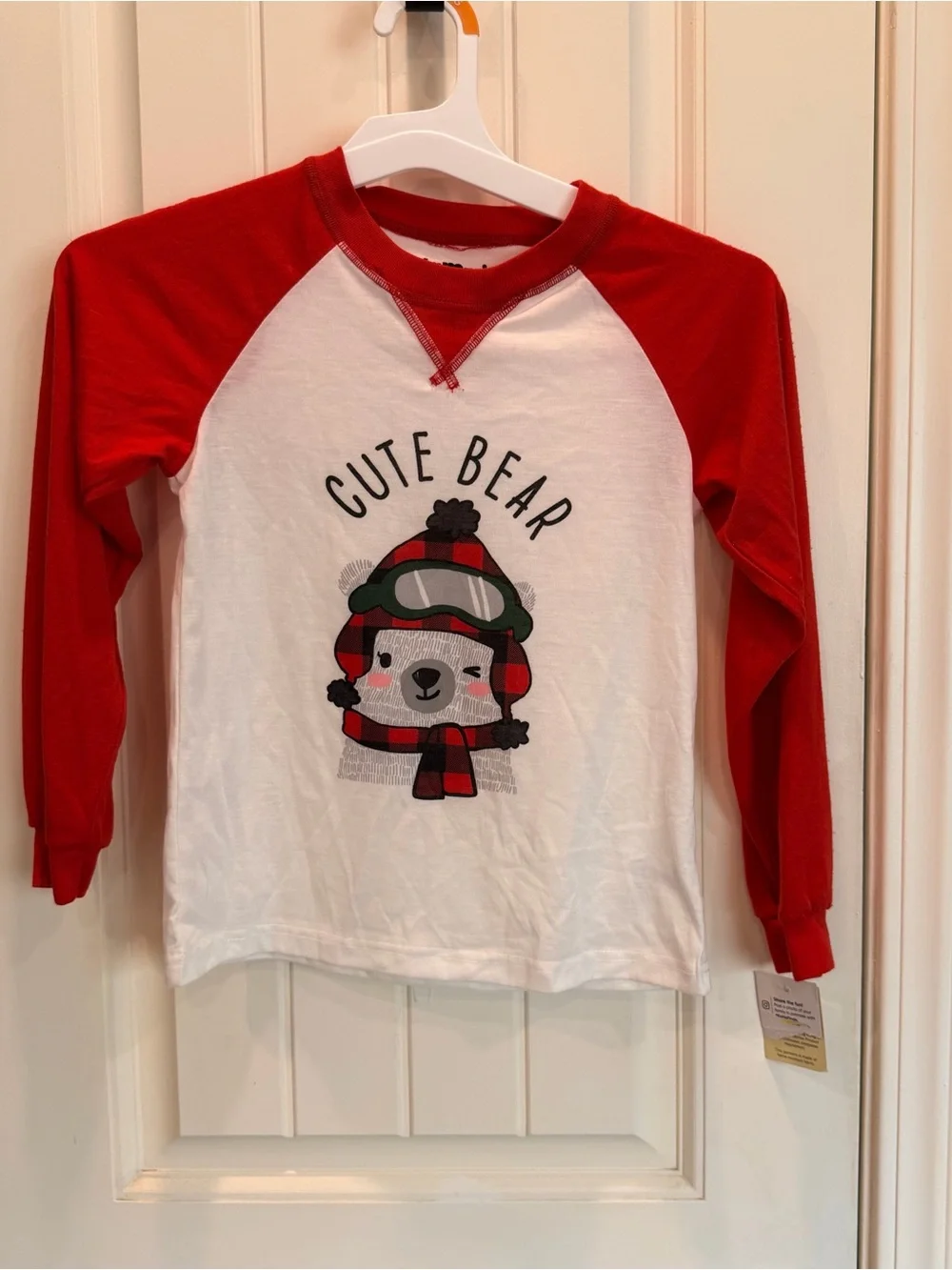 Jammies For Your Families Girls 7/8 Cute Bear Christmas Pajama Top NWT